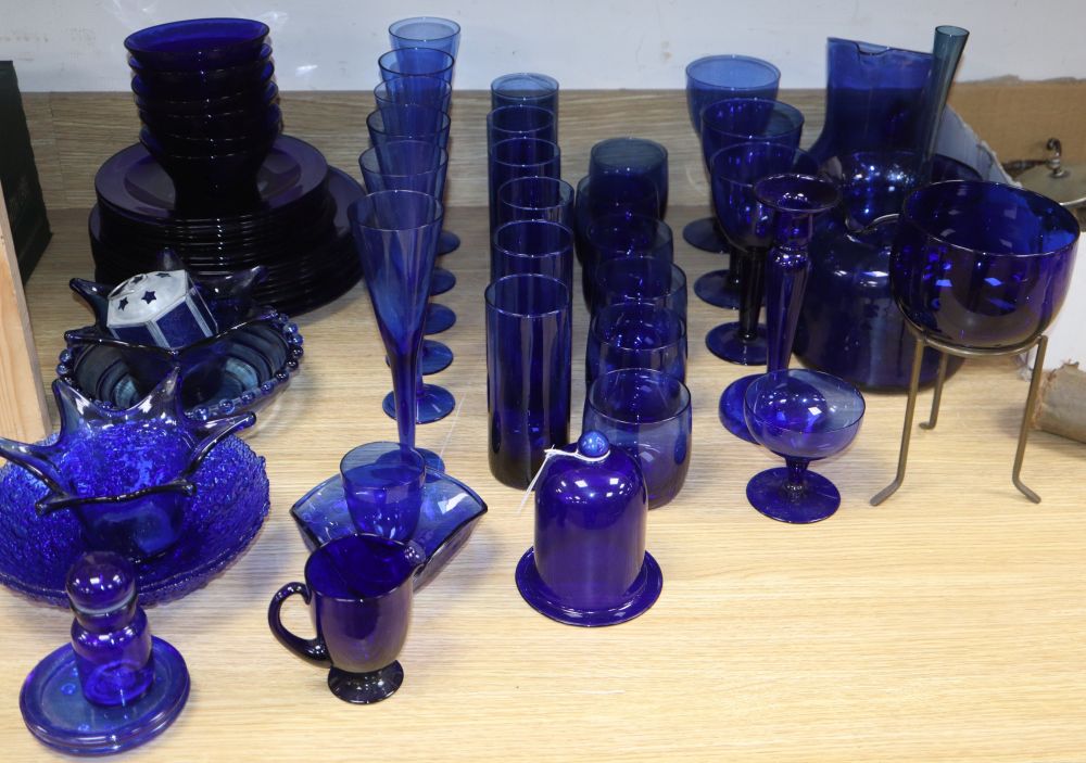 A large quantity of Bristol blue glass wares